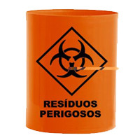 Cesto 14 lts com adesivo -- Cor : Laranja , Marca : Bralimpia 